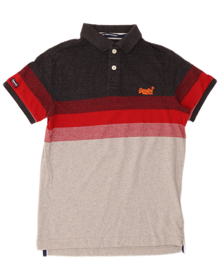 Superdry Mens Polo Shirt Medium Grey Colourblock Cotton