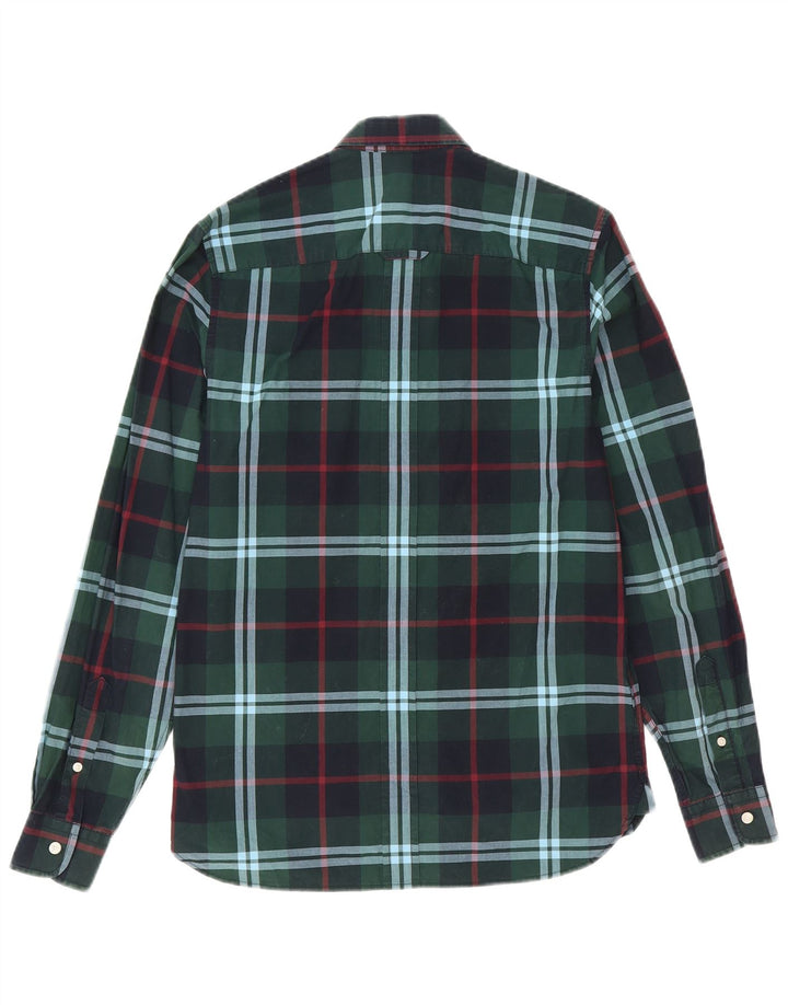 Fred Perry Mens Shirt Small Green Plaid Cotton