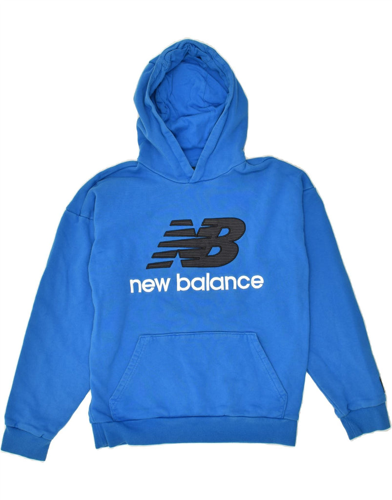NEW BALANCE Womens Graphic Hoodie Jumper UK 10 Small Blue Cotton | Vintage New Balance | Thrift | Second-Hand New Balance | Used Clothing | Messina Hembry 