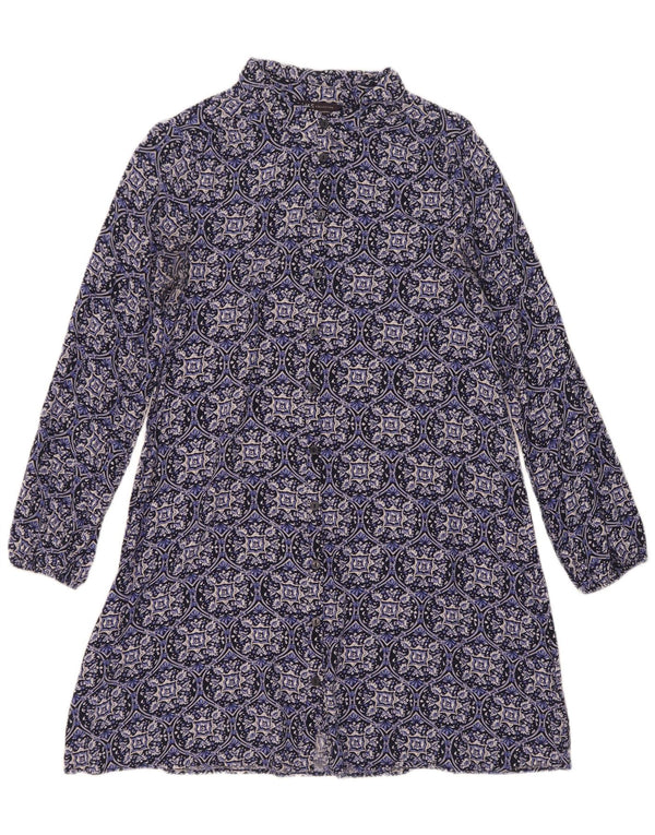 Marks & Spencer Womens Shirt Dress UK 10 Small Blue Floral Viscose