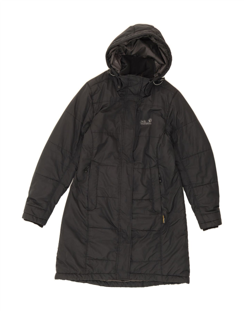 JACK WOLFSKIN Womens Hooded Padded Coat UK 10 Small Grey Polyester Vintage Jack Wolfskin and Second-Hand Jack Wolfskin from Messina Hembry 
