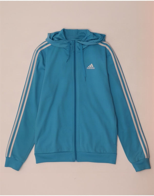 Adidas Mens Zip Hoodie Sweater Small Blue Polyester