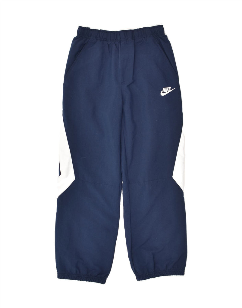 NIKE Boys Tracksuit Trousers Joggers 8-9 Years Small Navy Blue Colourblock | Vintage Nike | Thrift | Second-Hand Nike | Used Clothing | Messina Hembry 