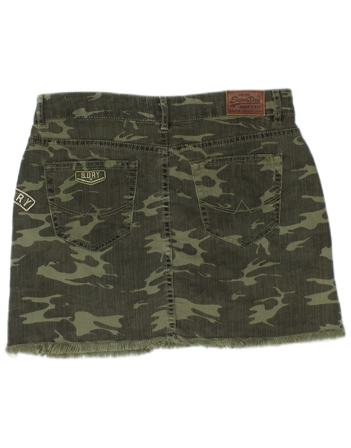 SUPERDRY Womens Mini Denim Skirt Medium W30 Khaki Camouflage