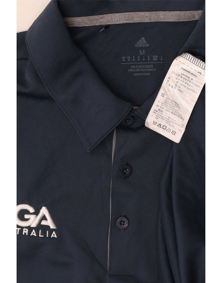 Adidas Mens Graphic Polo Shirt Medium Navy Blue Polyester