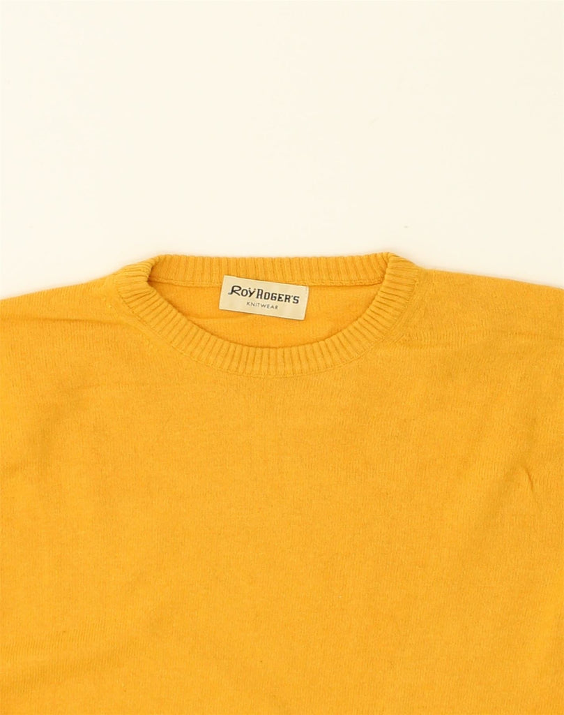 ROY ROGERS Womens Crew Neck Jumper Sweater UK 14 Large Yellow Wool | Vintage Roy Rogers | Thrift | Second-Hand Roy Rogers | Used Clothing | Messina Hembry 