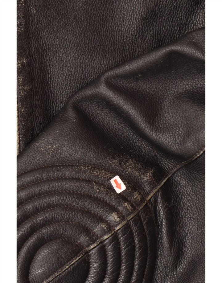 Highway 1 Mens Leather Biker Jacket Size 60 4XL Black Leather