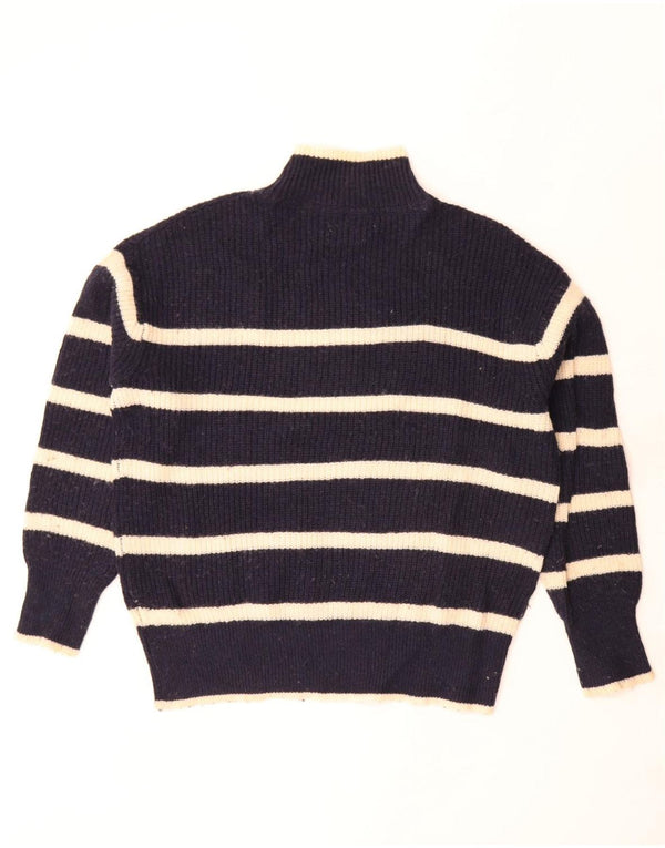 U.S. Polo Assn. Womens Turtle Neck Jumper Sweater UK 6 XS Navy Blue Striped