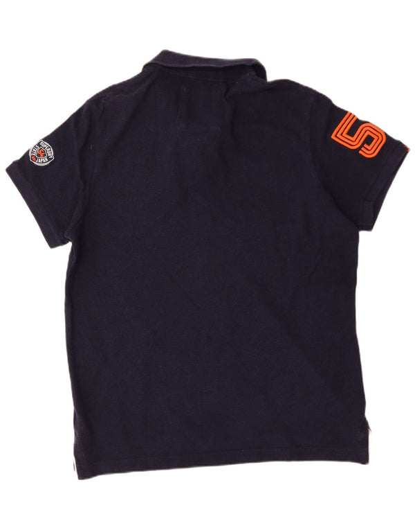 Superdry Mens Graphic Polo Shirt 2XL Navy Blue Cotton