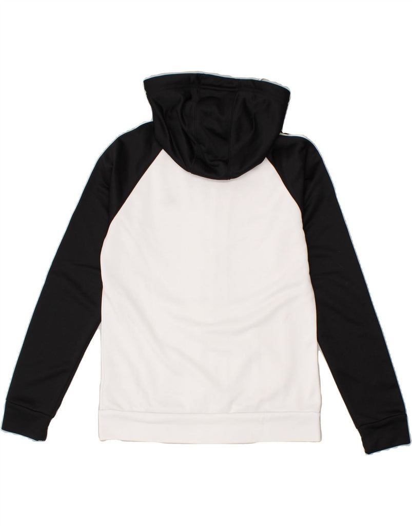 ADIDAS Womens Zip Hoodie Sweater UK 14 Large White Colourblock Polyester | Vintage Adidas | Thrift | Second-Hand Adidas | Used Clothing | Messina Hembry 