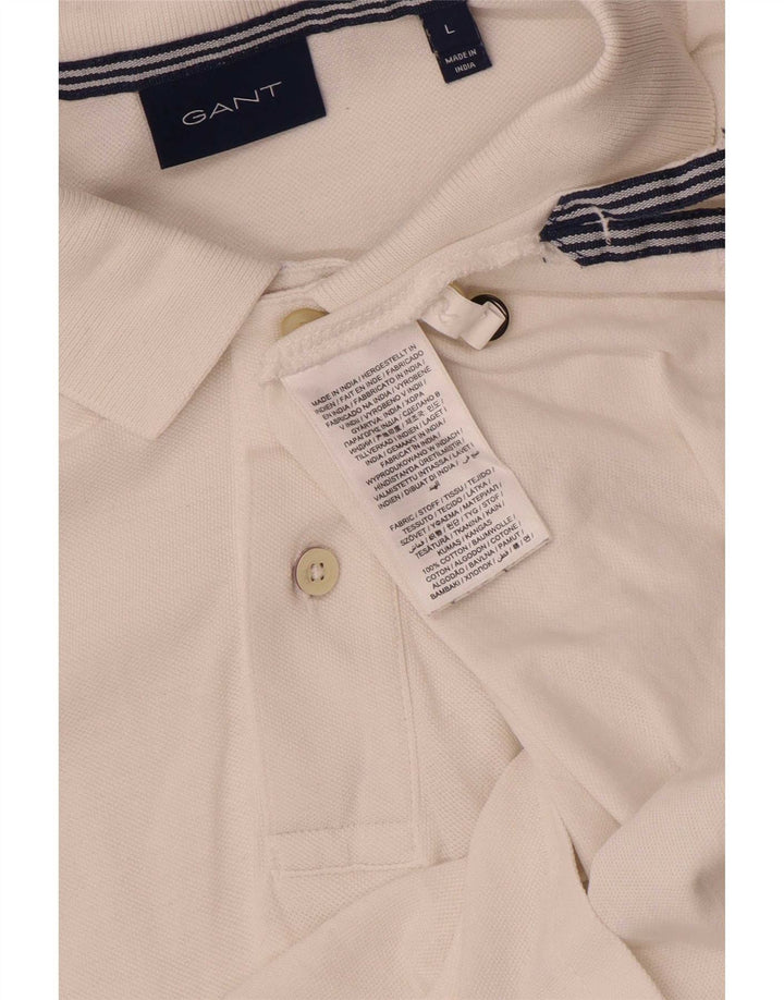 Gant Mens Polo Shirt Large White Cotton