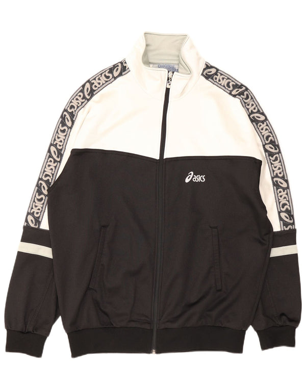 Asics Mens Graphic Tracksuit Top Jacket IT 54 XL Black Colourblock