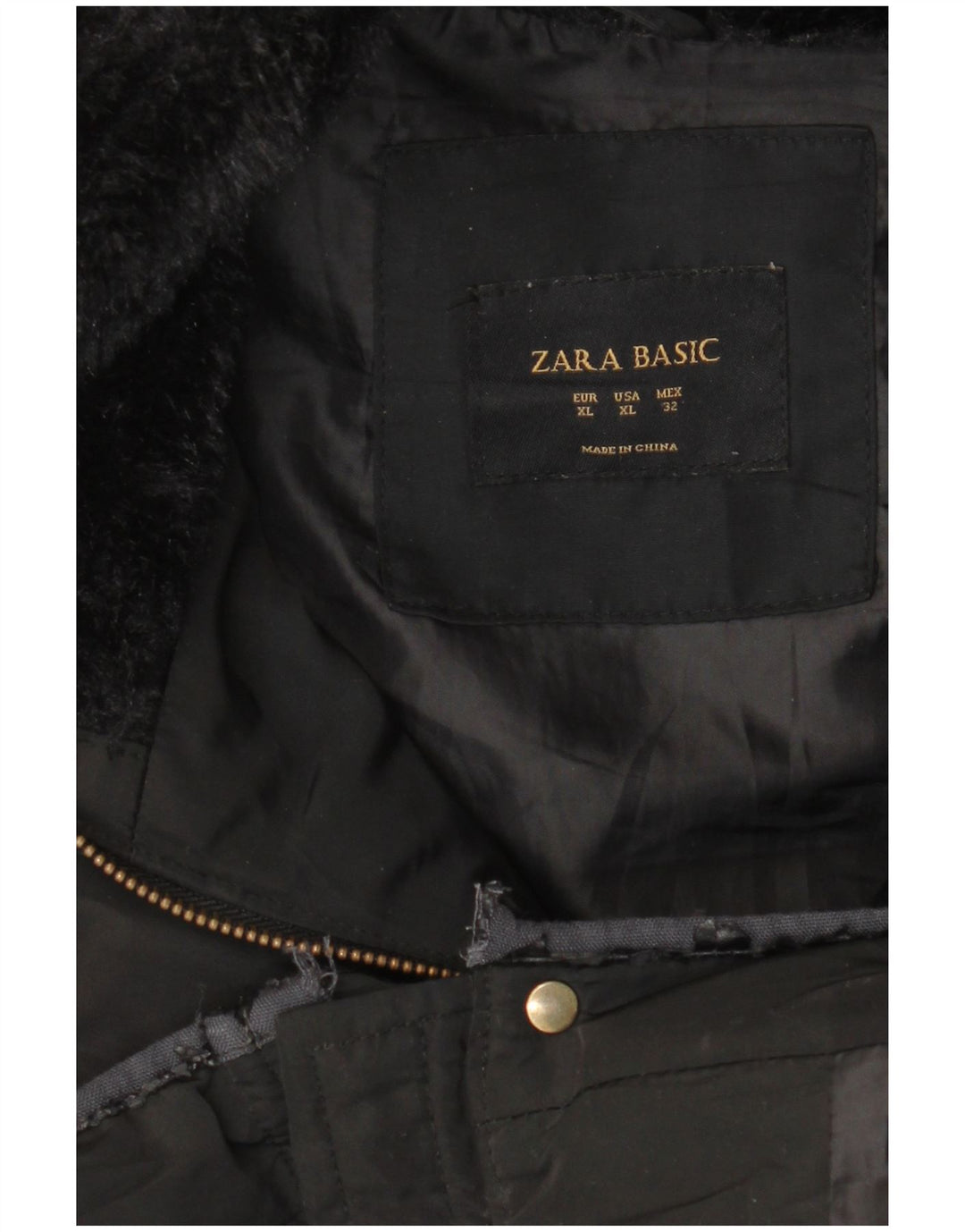 Zara Womens Padded Jacket UK 18 XL Black Polyester