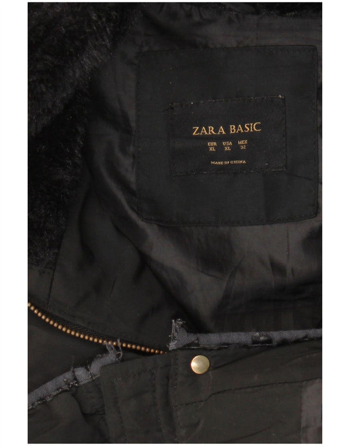 Zara Womens Padded Jacket UK 18 XL Black Polyester