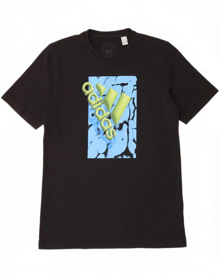 ADIDAS Mens Graphic T-Shirt Top Small Black Cotton Vintage Adidas and Second-Hand Adidas from Messina Hembry 