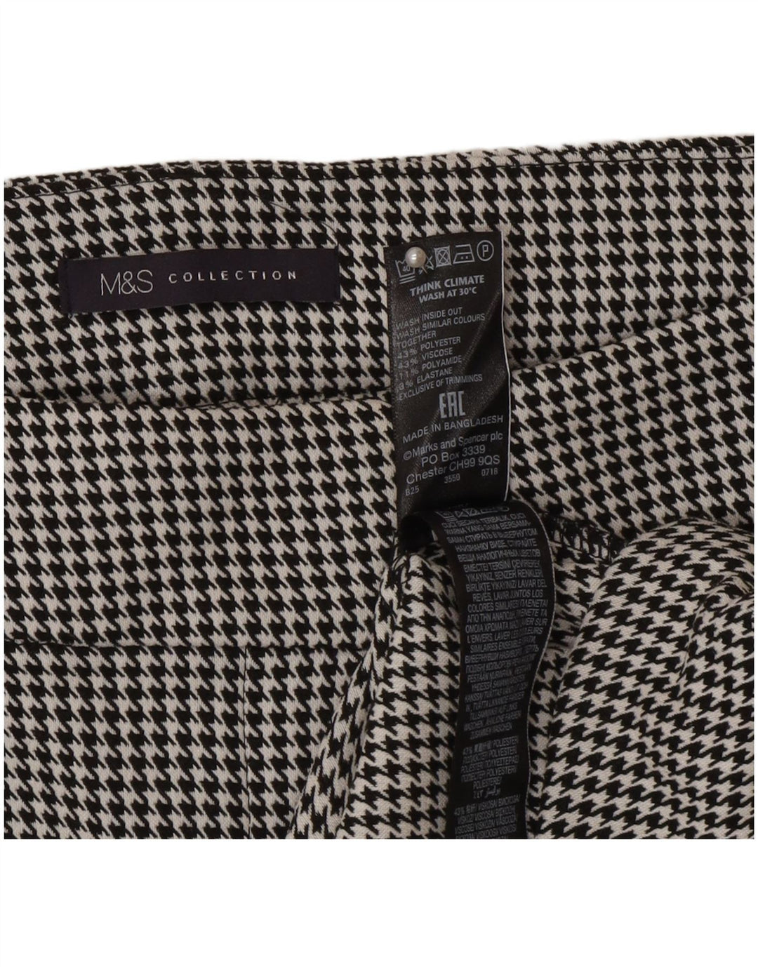 Marks & Spencer Womens Pencil Skirt UK 16 Large W32 Grey Houndstooth