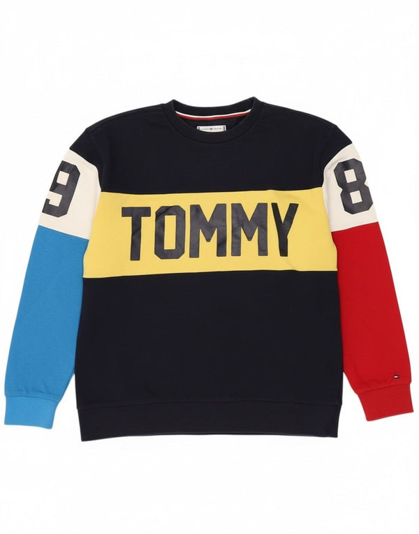 Tommy Hilfiger Boys Sweatshirt Jumper 13-14 Years Navy Blue Colourblock