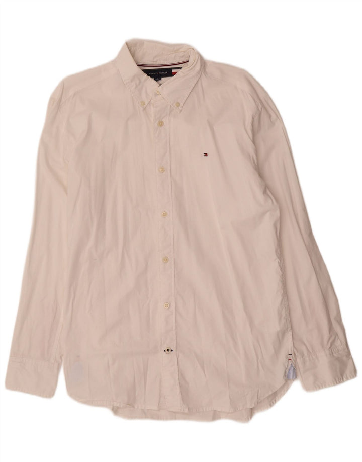 Tommy Hilfiger Mens Regular Fit Shirt Medium White Cotton