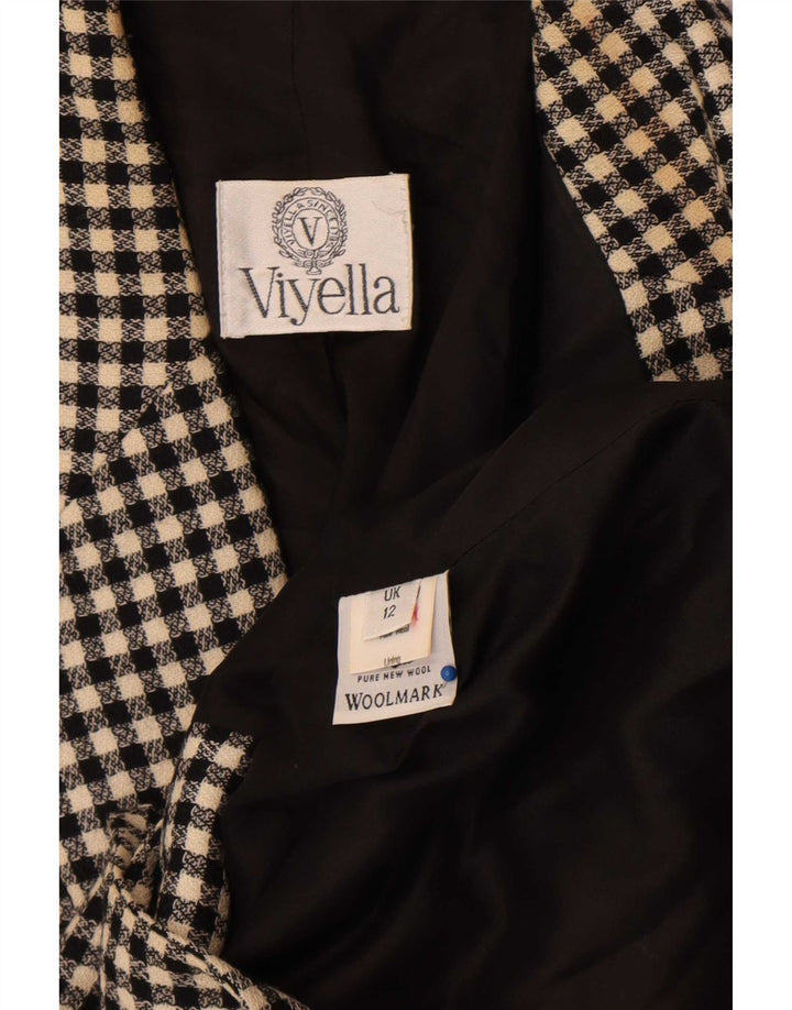 Viyella Womens 1 Button Blazer Jacket UK 12 Medium Black Gingham New Wool
