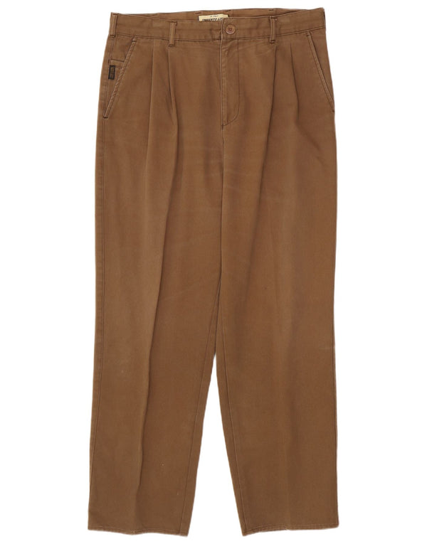 Vintage Mens Pegged Chino Trousers W36 L31 Beige Cotton