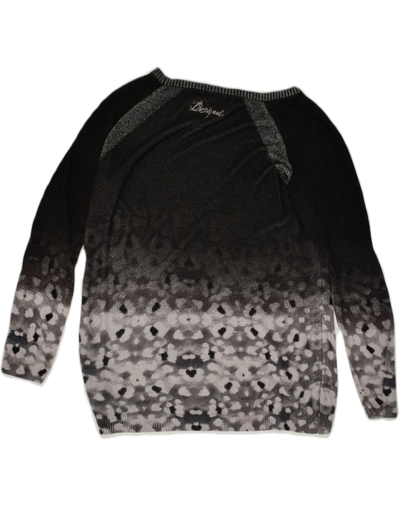 DESIGUAL Womens Crew Neck Jumper Sweater UK 14 Medium Grey Animal Print | Vintage Desigual | Thrift | Second-Hand Desigual | Used Clothing | Messina Hembry 