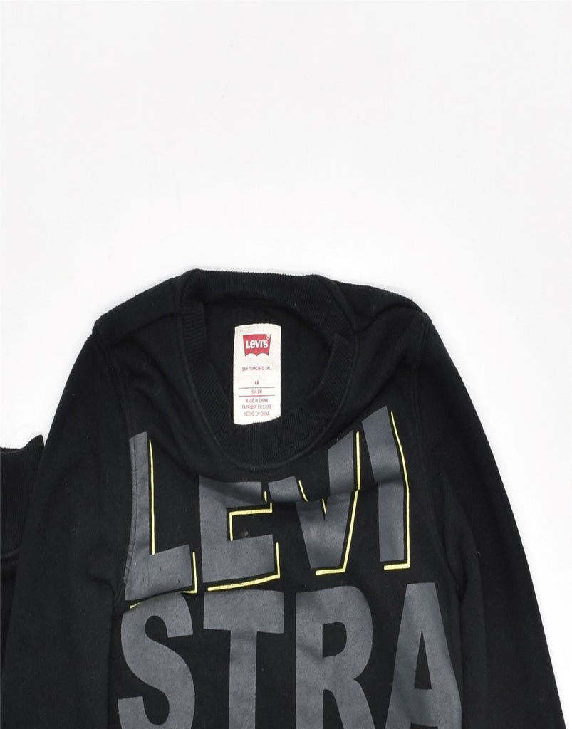 LEVI'S Boys Graphic Sweatshirt Jumper 3-4 Years Black Geometric Cotton | Vintage | Thrift | Second-Hand | Used Clothing | Messina Hembry 