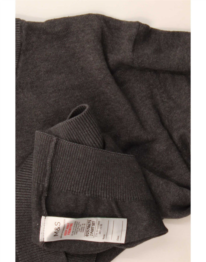 Marks & Spencer Boys V-Neck Jumper Sweater 15-16 Years Grey Cotton