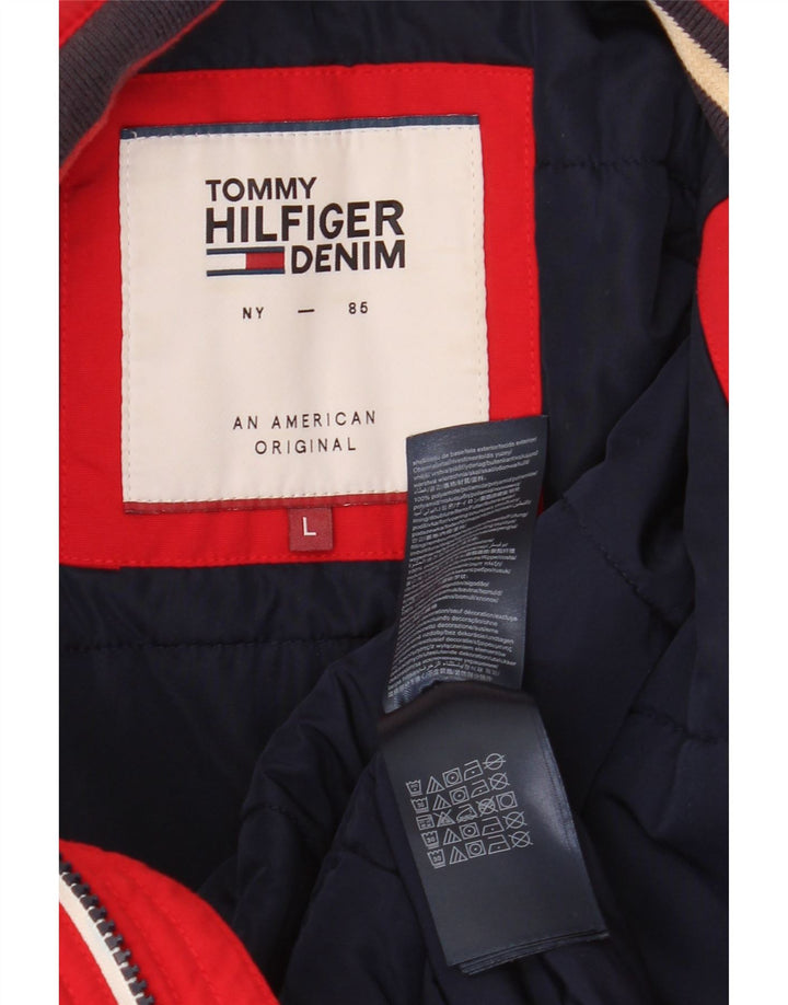 TOMMY HILFIGER Mens Bomber Jacket UK 40 Large Red Polyamide
