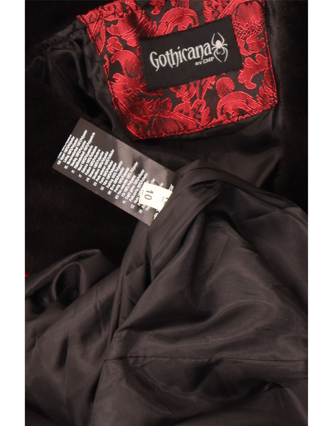EMP Womens Gothicana Double Breasted Coat UK 10 Small Red Floral Polyester