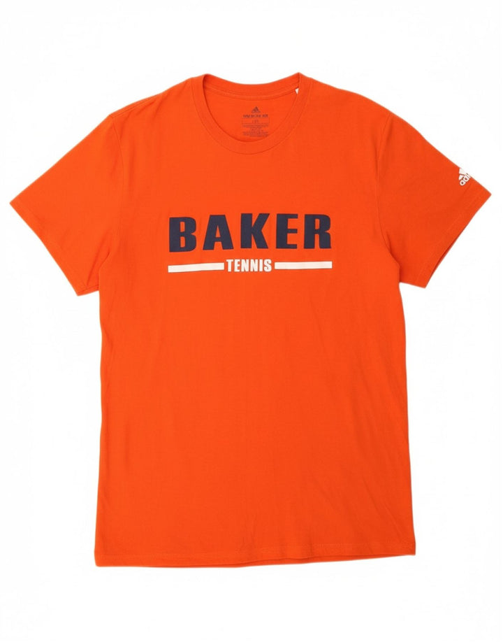 ADIDAS Mens Graphic T-Shirt Top Large Orange Vintage Adidas and Second-Hand Adidas from Messina Hembry 