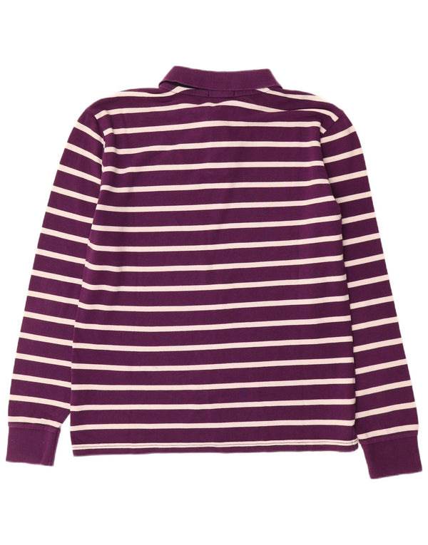 North Sails Mens Long Sleeve Polo Shirt XL Purple Striped Cotton