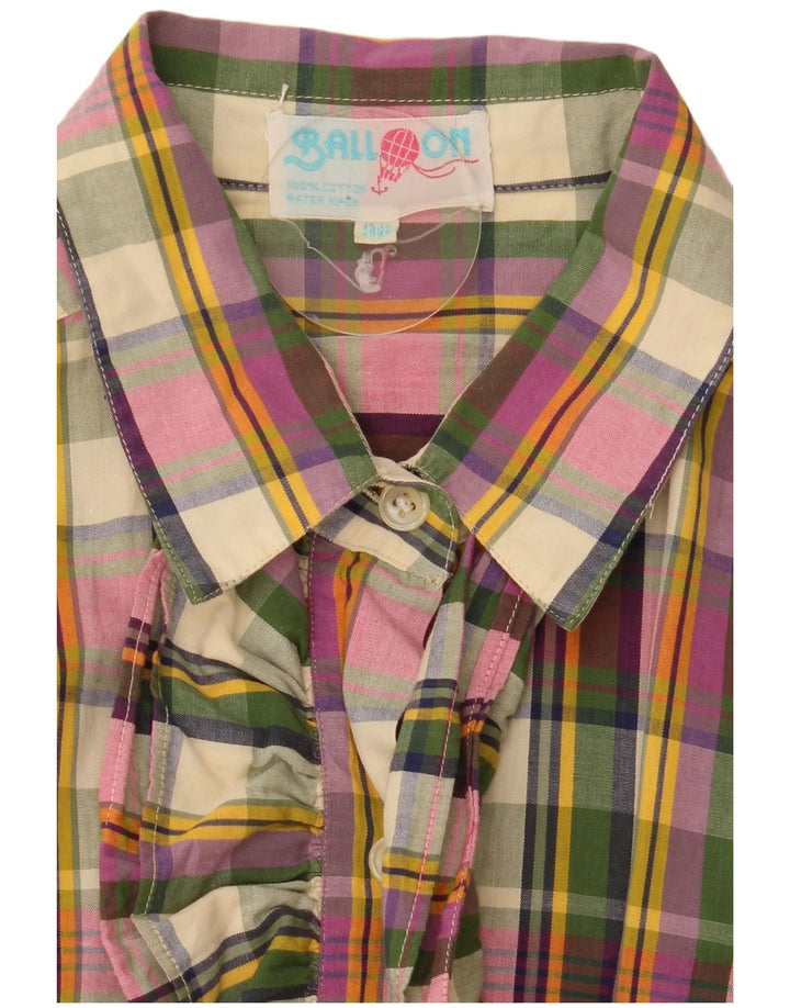 Balloon Womens Oversized Ruffle Front Shirt IT 36 XS Multicoloured Check