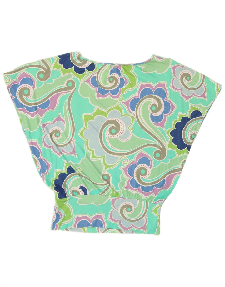 LUISA SPAGNOLI Womens Oversized Blouse Top UK 10 Small Green Paisley