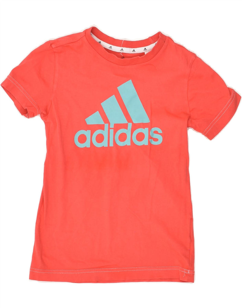 ADIDAS Girls Graphic T-Shirt Top 9-10 Years Red Cotton Vintage Adidas and Second-Hand Adidas from Messina Hembry 