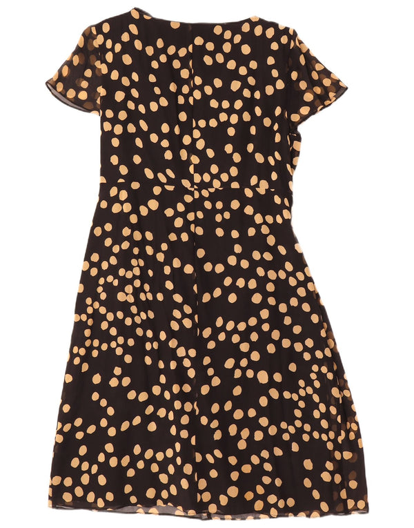 Fenn Wright Manson Womens A-Line Dress UK 14 Large Black Spotted Silk