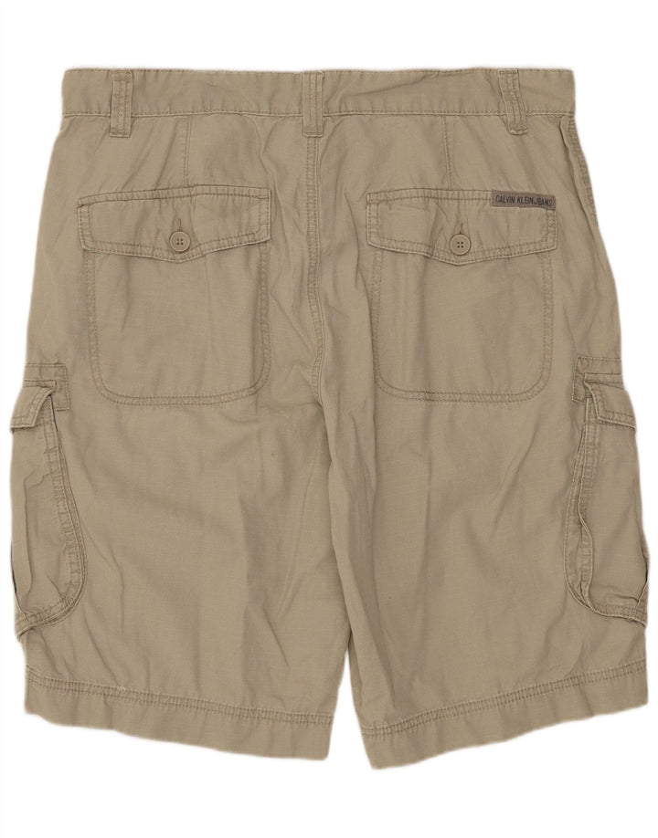 Calvin Klein Mens Cargo Shorts W34 Large  Beige Cotton