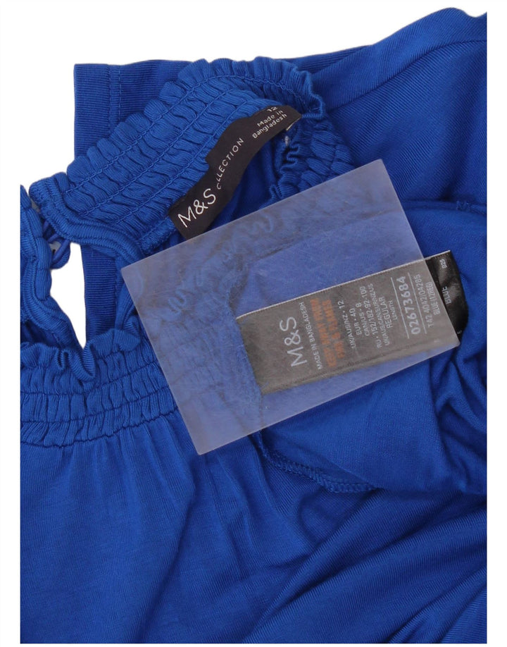 Marks & Spencer Womens Long Sleeve A-Line Dress UK 12 Medium Blue Viscose