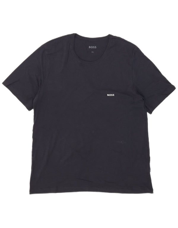 Hugo Boss Mens T-Shirt Top 2XL Navy Blue Cotton