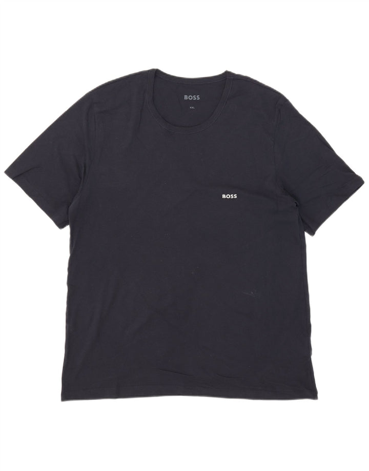 Hugo Boss Mens T-Shirt Top 2XL Navy Blue Cotton