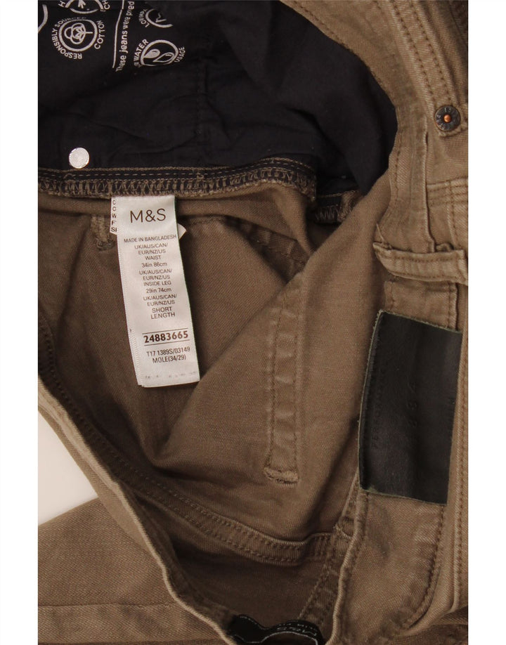 Marks & Spencer Mens Slim Jeans W34 L29 Khaki Cotton