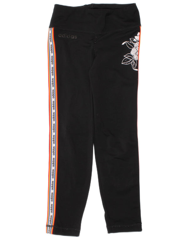 Adidas Girls Climalite Graphic Leggings 7-8 Years Black Floral
