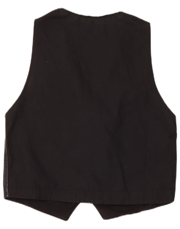 Vintage Mens Leather Waistcoat Medium Black