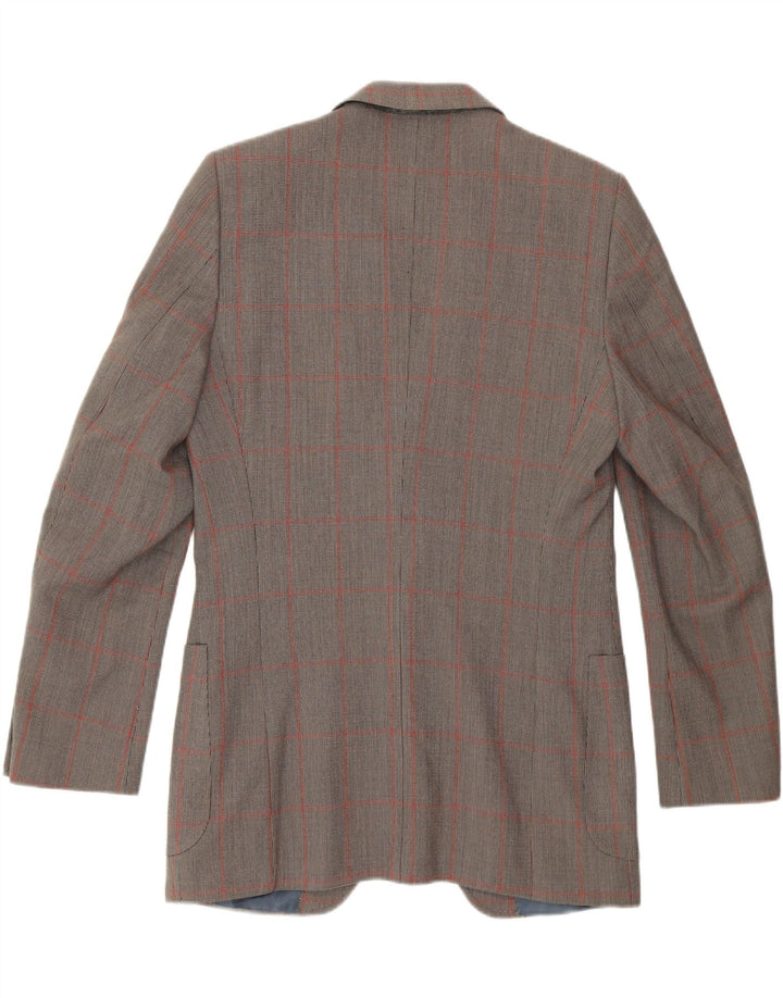 REDA Mens 2 Button Blazer Jacket UK 38 Medium Grey Check Virgin Wool Vintage Reda and Second-Hand Reda from Messina Hembry 