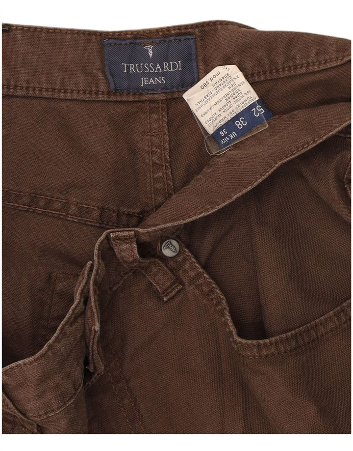 TRUSSARDI Mens Straight Casual Trousers W36 L32 Brown Cotton