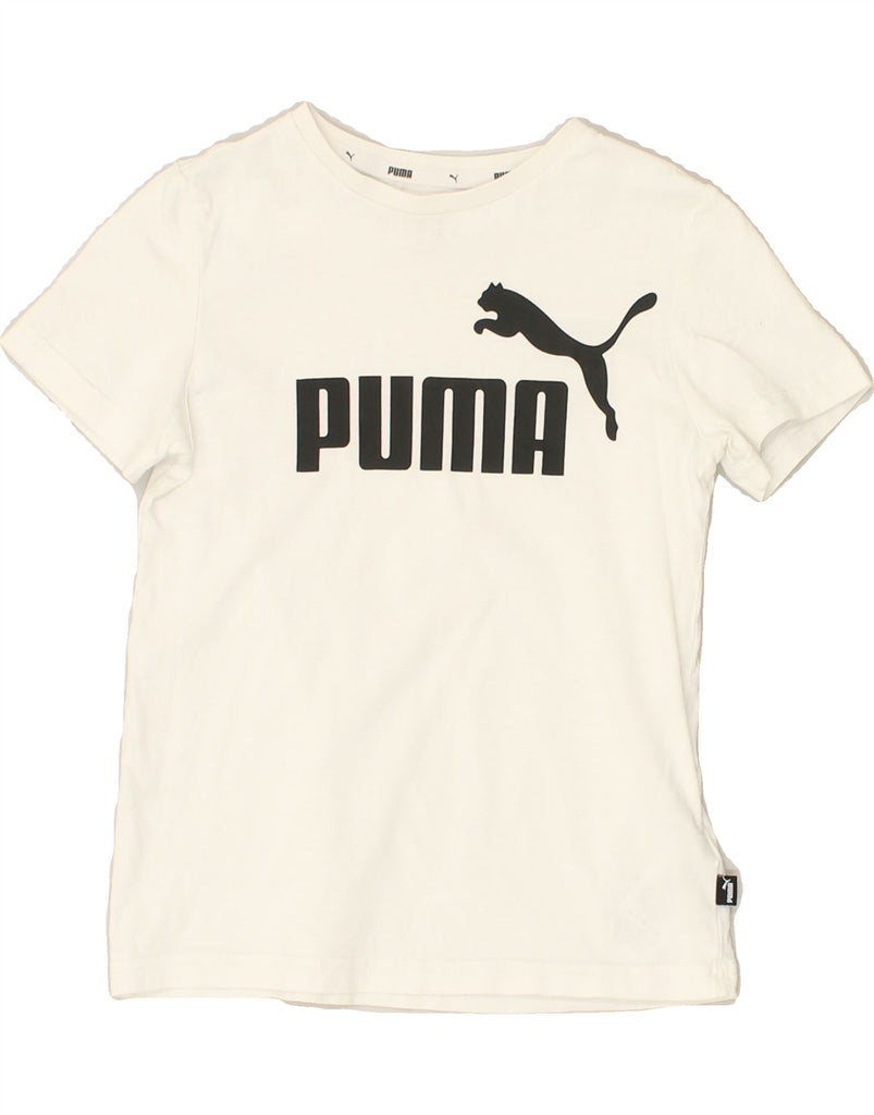 PUMA Boys Graphic T-Shirt Top 9-10 Years White Cotton | Vintage Puma | Thrift | Second-Hand Puma | Used Clothing | Messina Hembry 