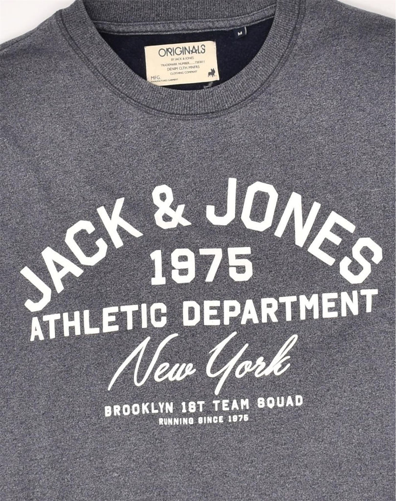 JACK & JONES Mens Graphic Sweatshirt Jumper Medium Grey Cotton | Vintage Jack & Jones | Thrift | Second-Hand Jack & Jones | Used Clothing | Messina Hembry 