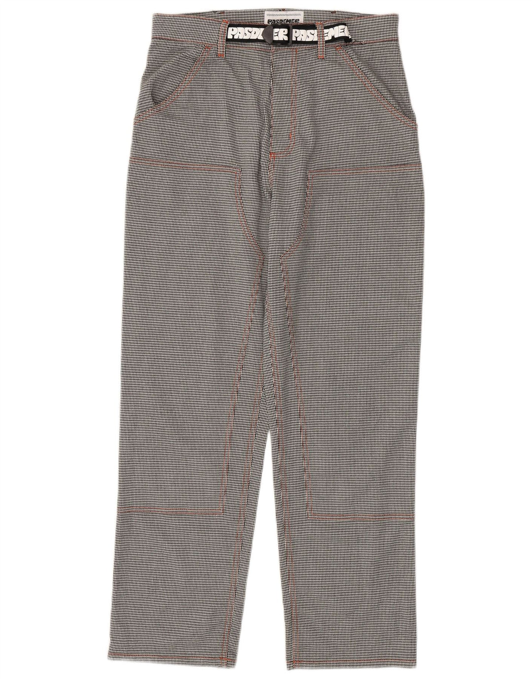Pas De Mer Mens Graphic Cargo Trousers W30 L30 Black Houndstooth Cartoon