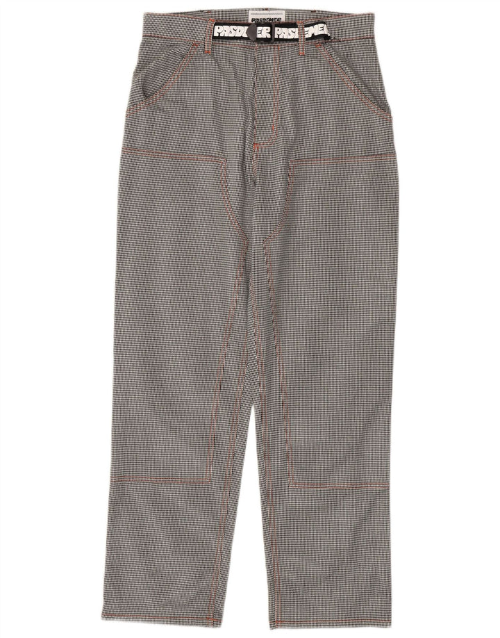 Pas De Mer Mens Graphic Cargo Trousers W30 L30 Black Houndstooth Cartoon