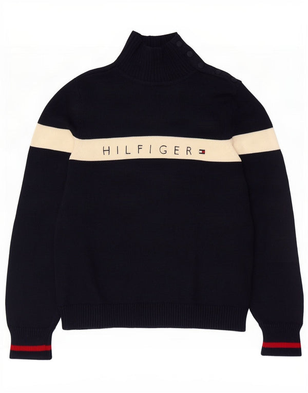 Tommy Hilfiger Womens Turtle Neck Jumper Sweater UK 10 Small Navy Blue