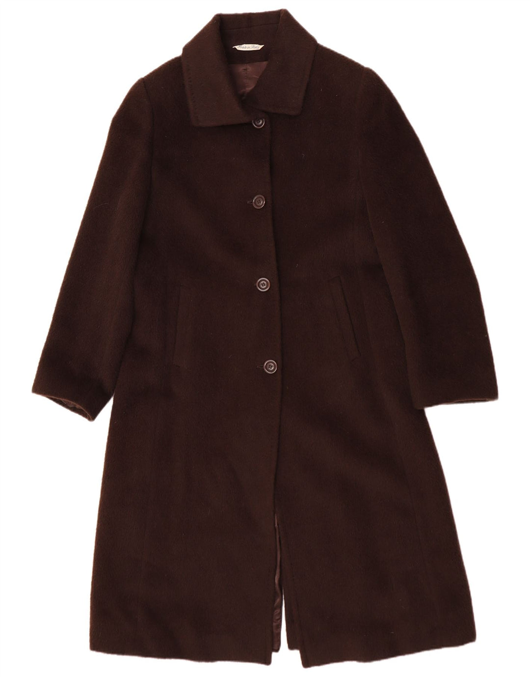 Vintage Womens Overcoat IT 48 XL Brown Wool